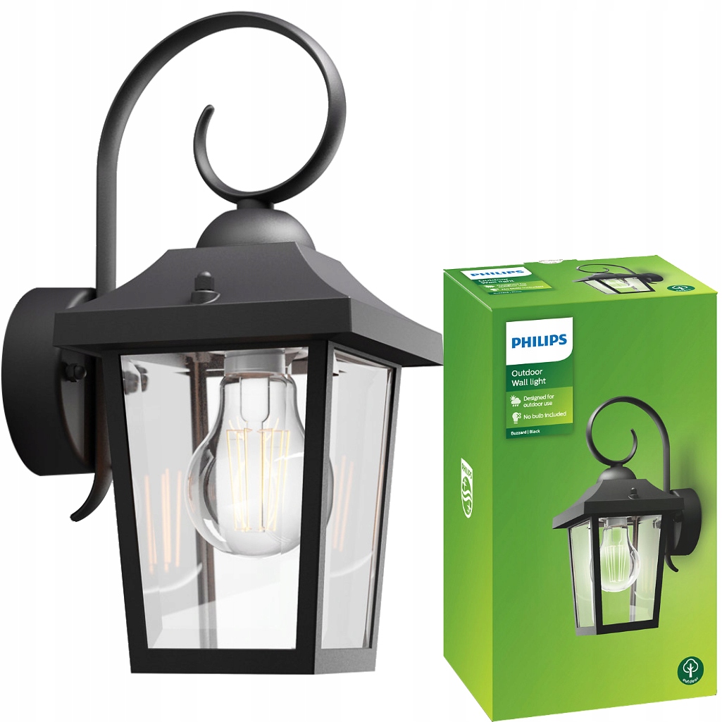 Záhradné nástenné svietidlo Philips čierne E27 60 W